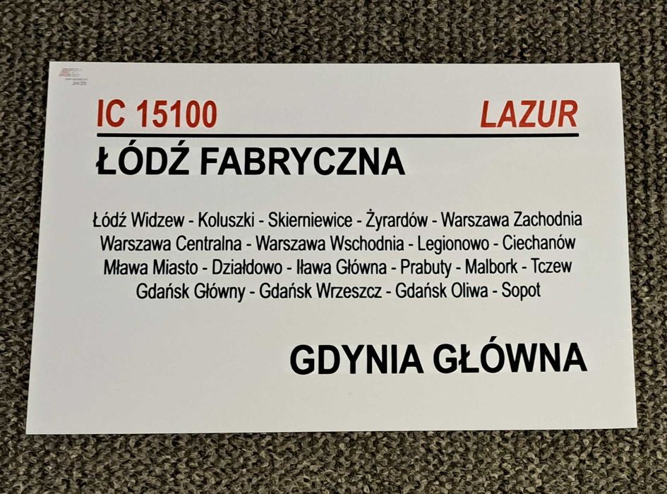 IC Lazur - Tablica Relacyjna PKP InterCity