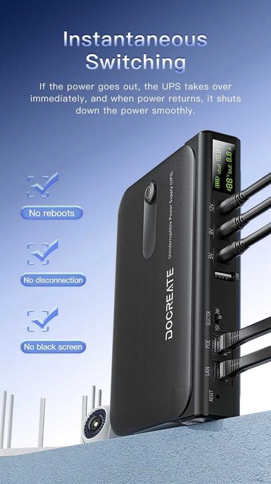 DOCREATE DC1036L - ДБЖ (UPS) для роутера, міні-ПК, IP-камер, та інш.