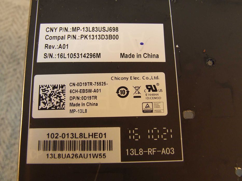 Клавіатура Dell Е5470 з підсвіткою/0D19TR/ENG+RU розкладка/рамка