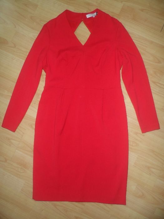 Czerwona elegancka sukienka midi 42/xl