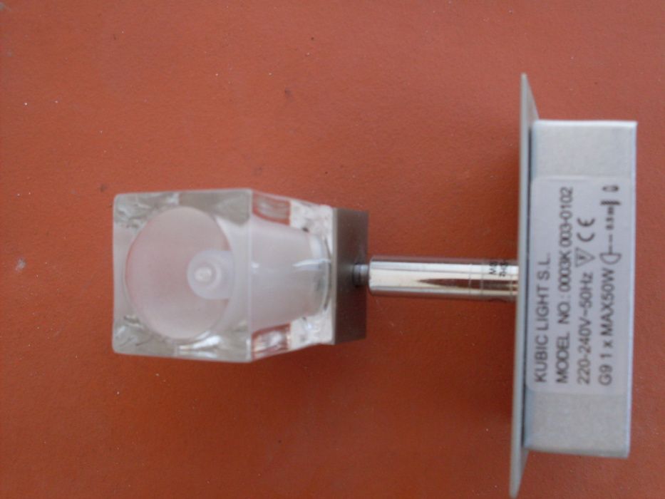 Aplique - candeeiro parede vidro e metal Kubic Light