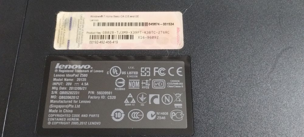 Ноутбук Lenovo IdeaPad Z580