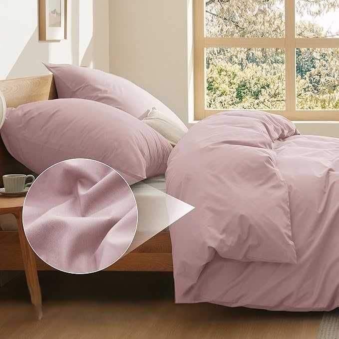 BEDSURE Pościel Bawełniana 200x200 cm Różowa Oeko-Tex
