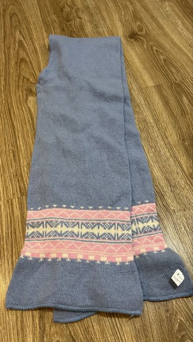 Błękitny szalik retro z wełny