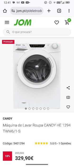 MÁQUINA LAVAR ROUPA CANDY CSO 496 TWB6/1-S 9 KG