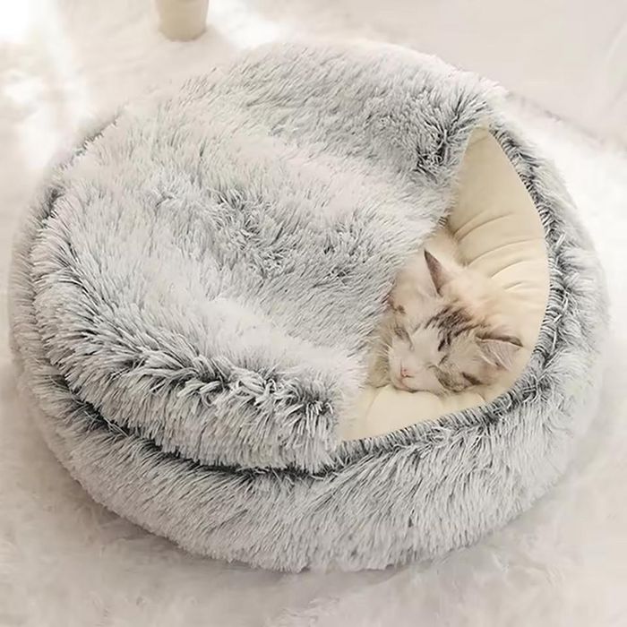 Домик для животных / Закрытая круглая лежанка / Лежанка-домик для котов и собак 44х38см
