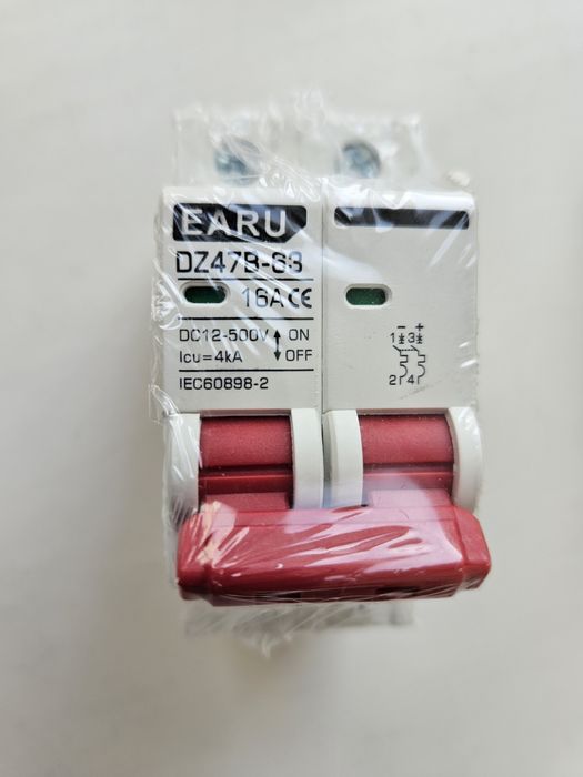 Автоматичний перемикач EARU 16А 2Р DC MCB