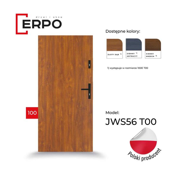 Drzwi zewnętrzne 100 lewe,prawe antracyt grubość 56mm