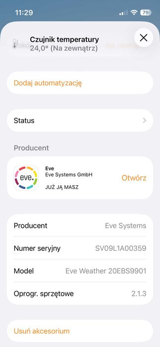 Zewnętrzny Eve Weather 20EBS9901 THREAD - Apple Homekit