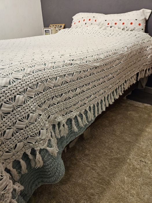 Coberta de renda feita à mão-Cama de casal