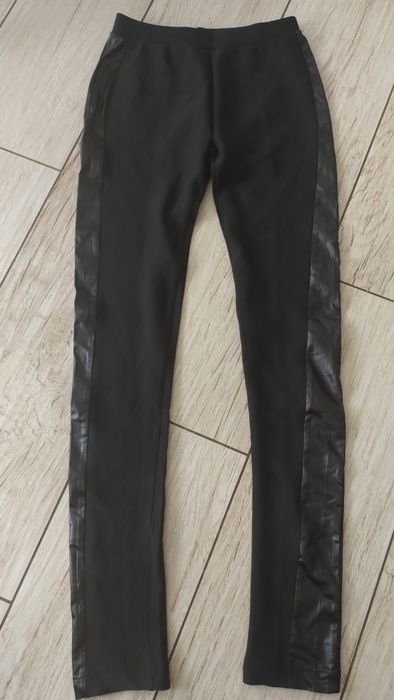 Legginsy damskie S lampas z eko skóry nowe