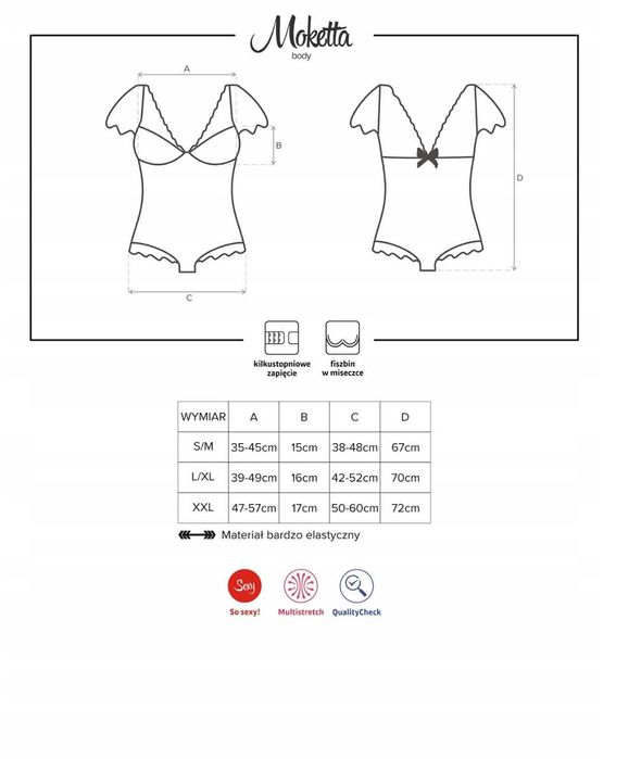 Bielizna Damska Sexy Komplet Moketta body S/M Obsessive