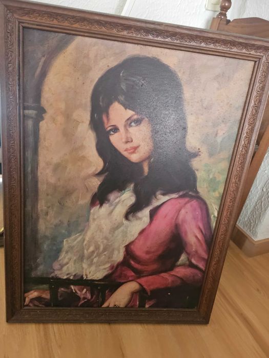 Quadro antigo imagem de uma mulher