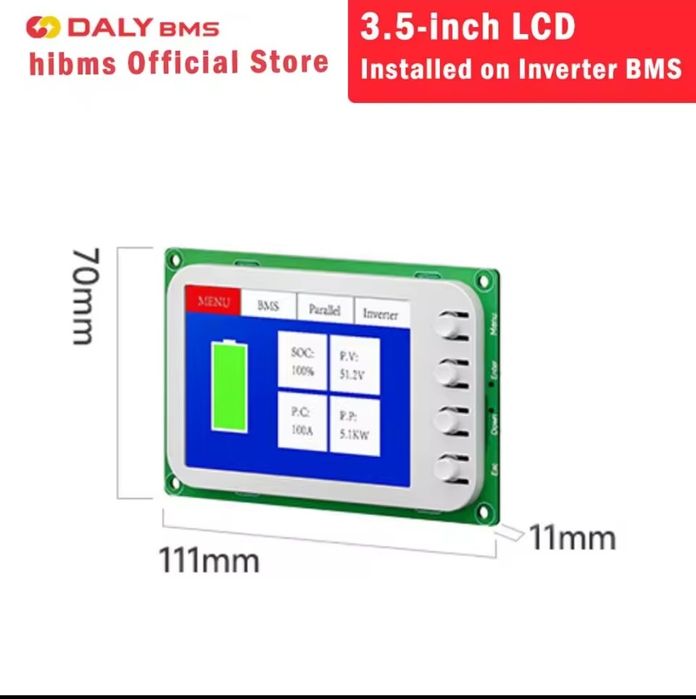 Дисплей   экран daly bms Touch  Screen ПРОШИВКА 4.3 100balanse