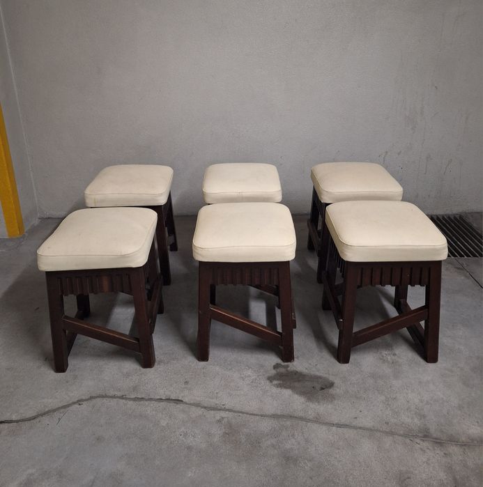 Pack 2 Bancos Maciça com Estofo branco