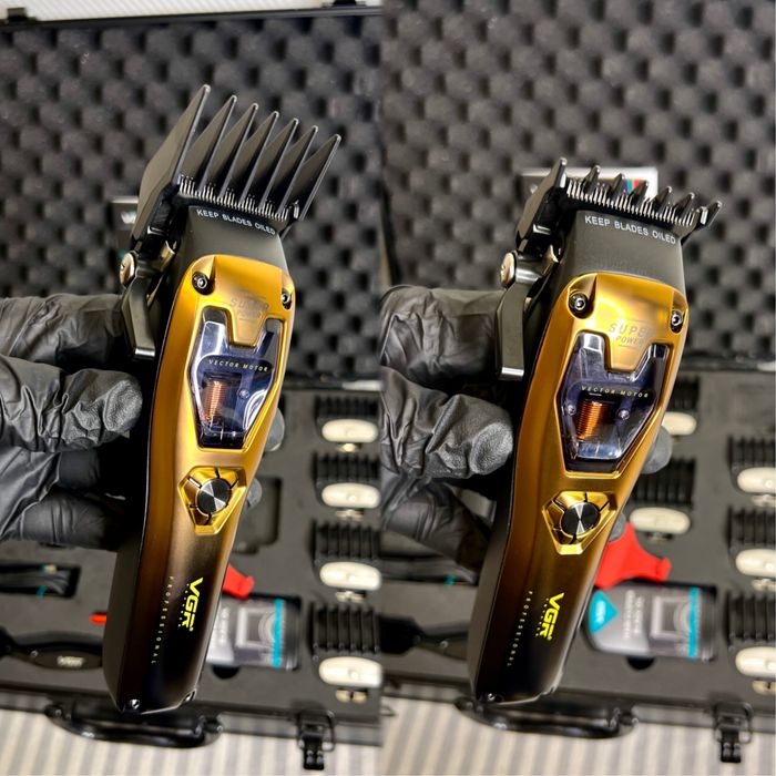 Машинка для стрижки VGR V-668 | Потужна, професійна, 6 насадок, кейс