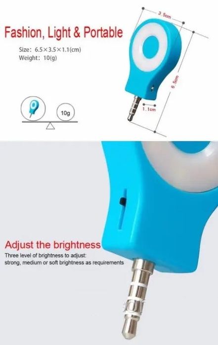 Спалах освітлення для селфі на 8 led світодіодів зі штекером 3,5 мм