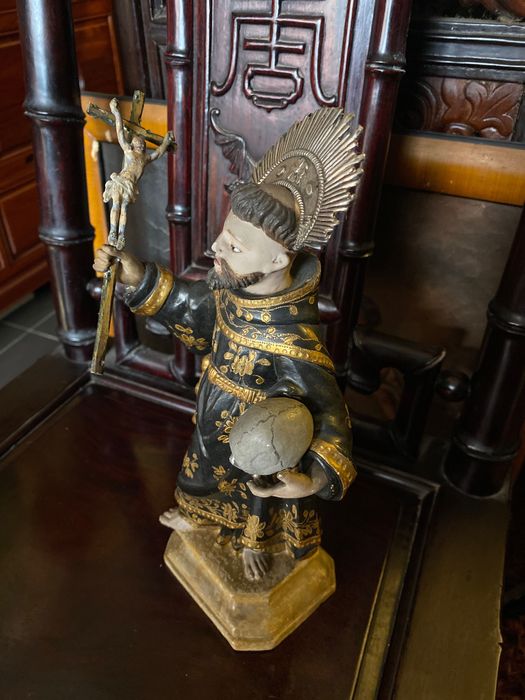 São Francisco de Assis Madeira Séc XVIII Ouro Brunido 25 cm Arte Sacra