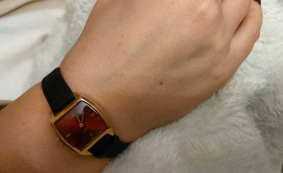 Zegarek Luch gold plated made in USSR pasek sk ra naturalna