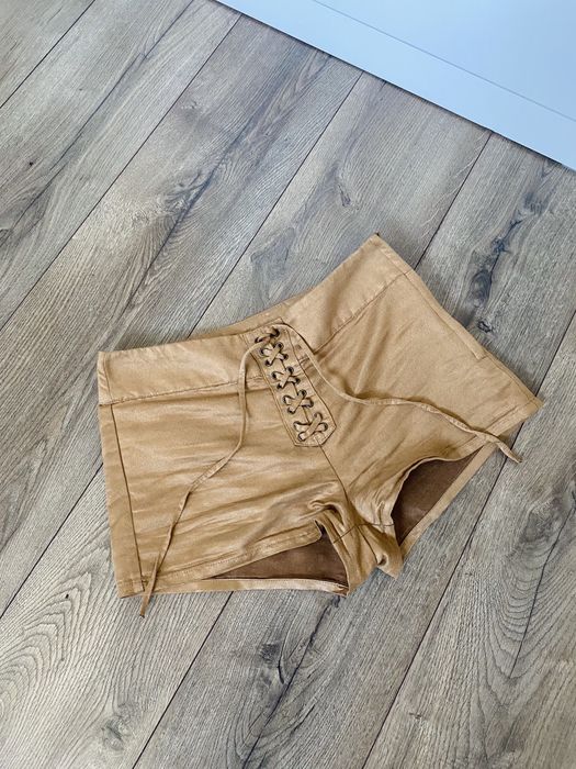 Beżowe wiązane szorty H&M 38 (M) suwak