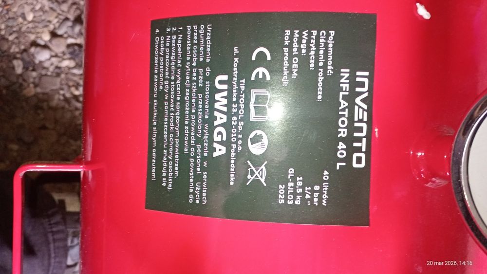 Sprzedam inflator 40l