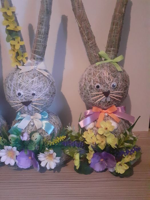 2 Zajaczki wielkanocne z siana