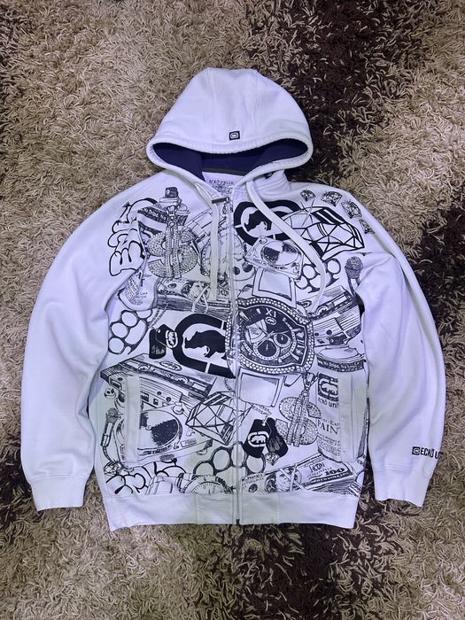 Ecko zip himself rap hoodi white