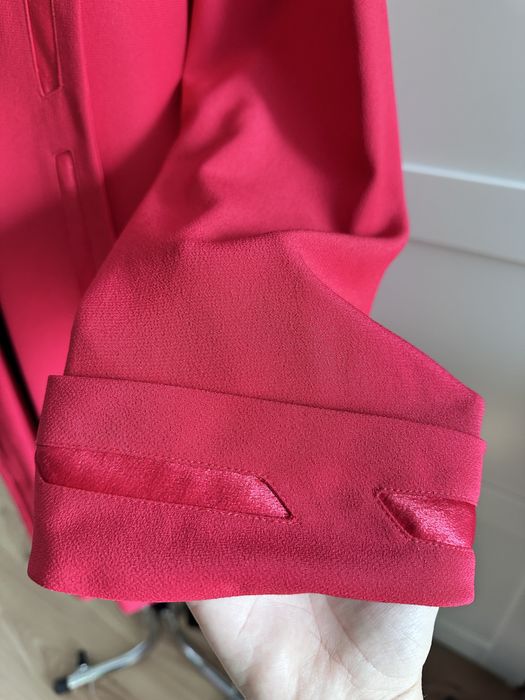 Czerpwna dluga marynarka z satyna niepowtarzalna plus size xxl 44