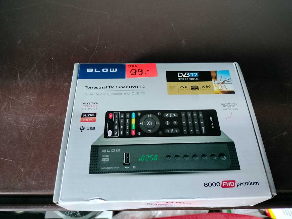 yuner dekoder DVB-T2 TV naziemnej H.265 HEVC FULL HD USB hdmi pilot ba