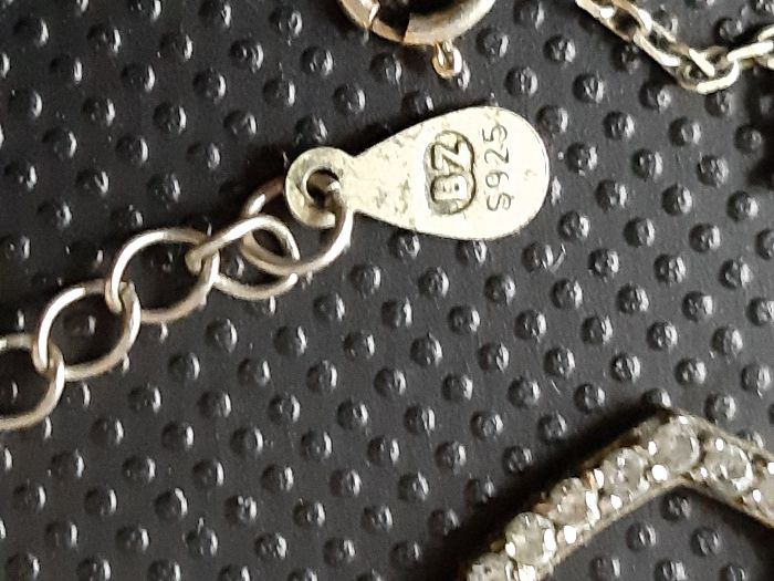 Stary łańcuszek , naszyjnik srebro 925 pozłacane - serduszka