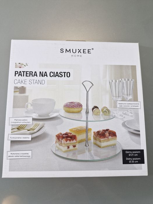 Patera Dwupiętrowa Etażerka Szkło Hartowane