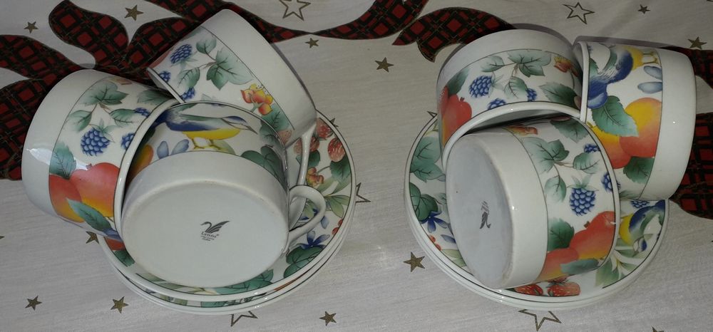 Incomplete tea/lunch cup sets, various patterns64584342148609122