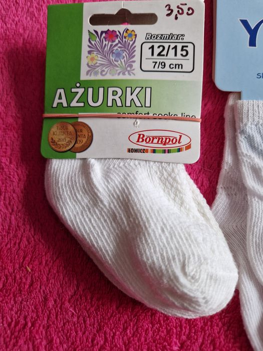 Skarpetki dziecięce wzór rozmiar 3-6 m zestaw 3pary