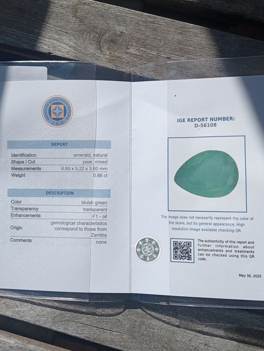 Esmeralda Zambiana 0,86ct (IGE)