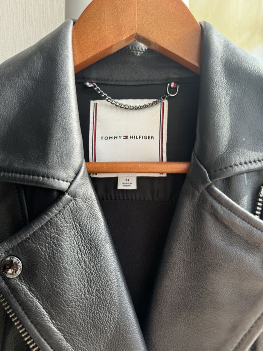 Кожанная куртка косуха кожанка tommy hilfiger