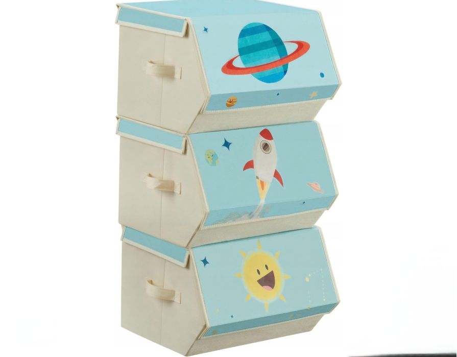 Pudełko na zabawki organizer pudełka składane ZESTAW 3 SZT