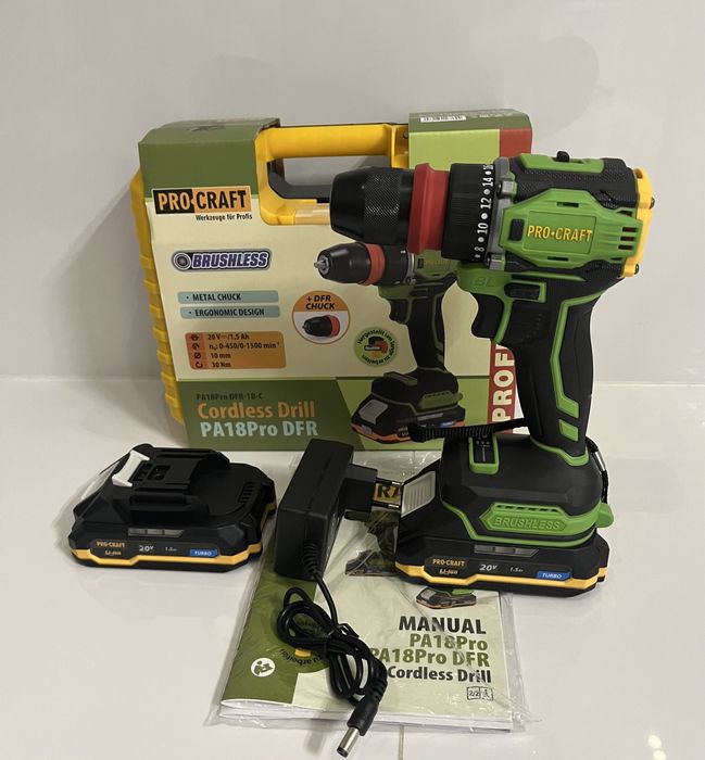 Шуруповерт Procraft PA18Pro DFR з двома акб в комплекті (в кейсі)