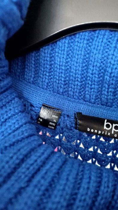 Kobaltowy długi sweter/sukienka r. 48