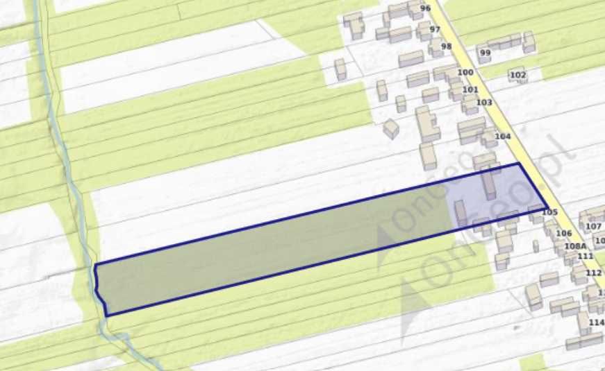 Działka 1,62 ha z zabudowaniami – Stachlew, A2, media