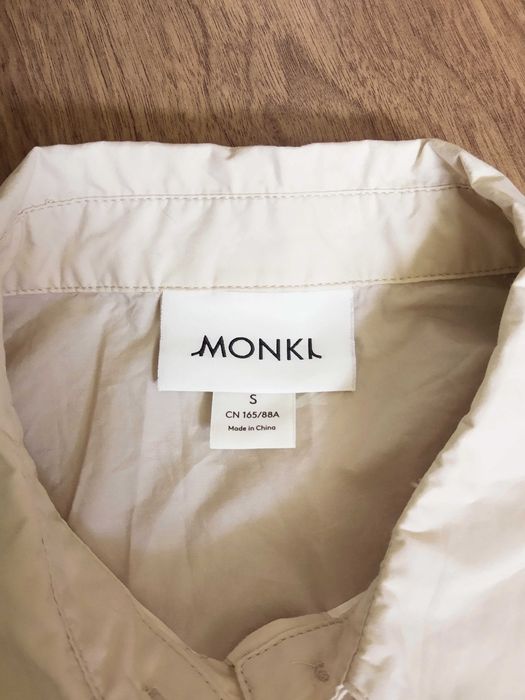 Beżowa bawełniana bluzka Monki bufki 100% bawełna blogerska hit