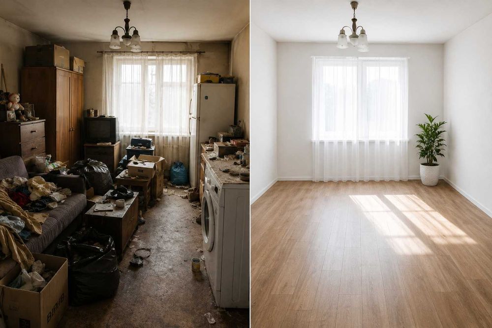 Opróżnianie, sprzątanie pomieszczeń i posesji, wywóz