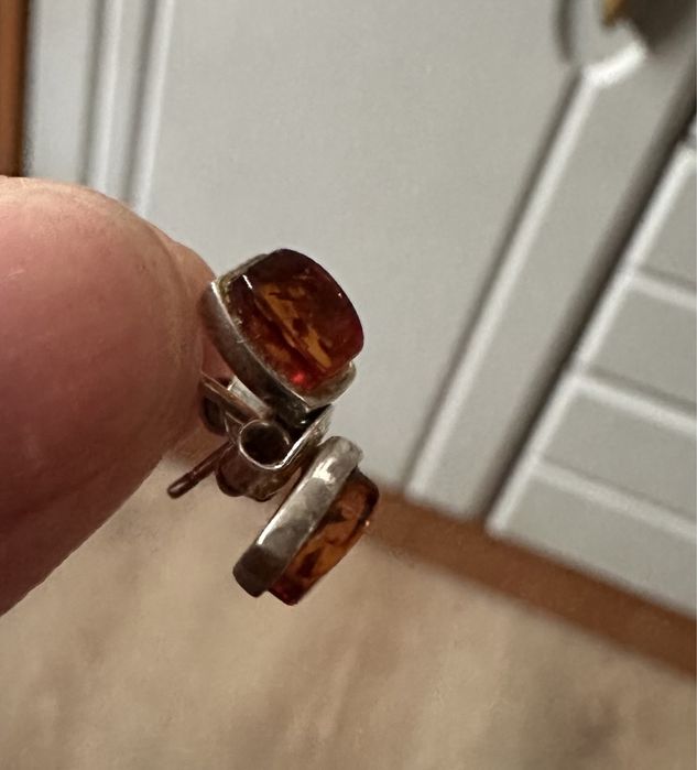 Srebrny komplet z bursztynem