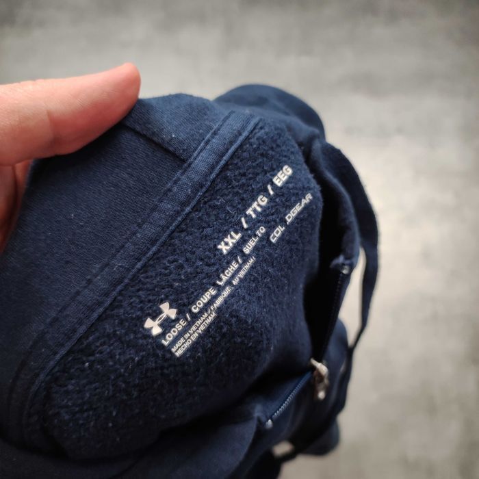 MĘSKA Bluza PREMIUM Bawełna Granatowa z Kapturem Under Armour Logo