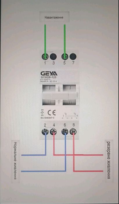 АВР 2Р 40А Перемикач напруги І-0-ІІ трипозиційний перемикач мереж