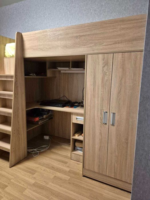 Функціональне підліткове ліжко-дах 3в1: ліжко + шафа + стіл