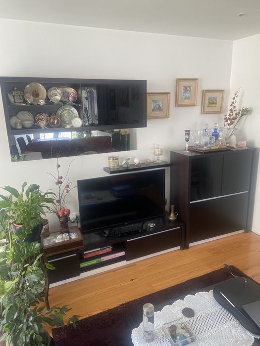 4 Moveis Moderno Vidro MDF Macico Branco/Wenge (LER DESCRICAO)