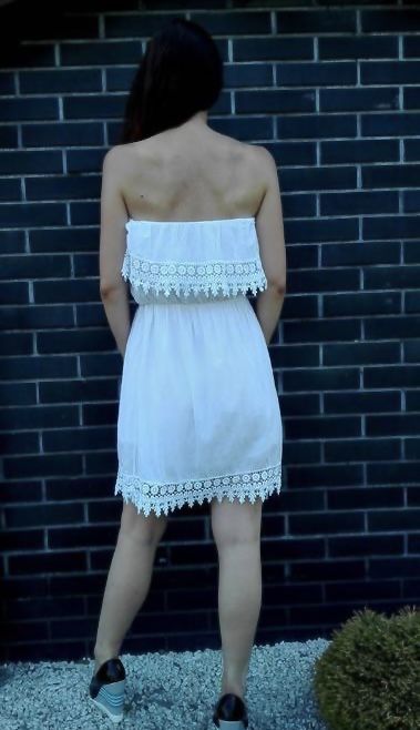 Sukienka hiszpanka boho koronka różowa biała rozmiar uni