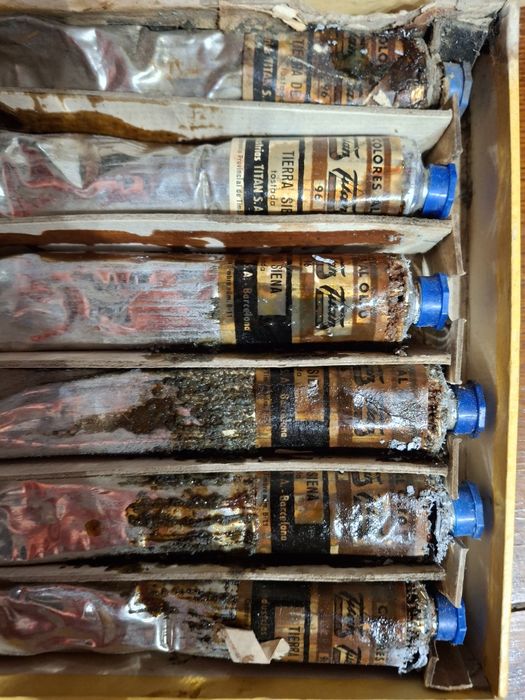 Grandes bisnagas tinta oleo belas artes caixa