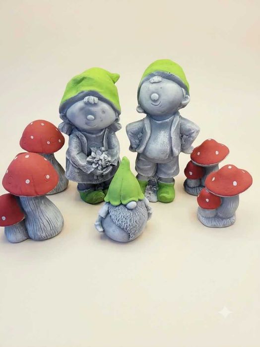 Krasnale recznie robione rękodzieło figurki ogrodowe krasnal ogrodowy grzyb do ogrodu krasnale skrzaty ogrodowe