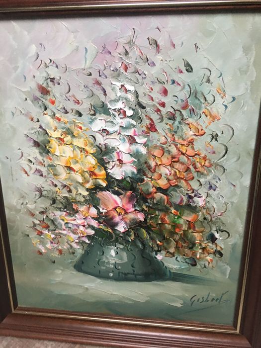 Obraz olejny sygnowany kwiaty 40/50 cm